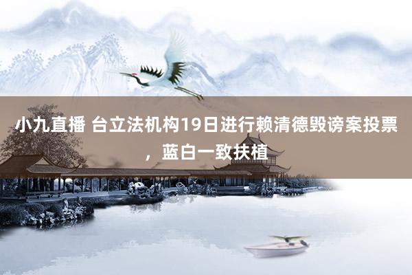 小九直播 台立法机构19日进行赖清德毁谤案投票，蓝白一致扶植