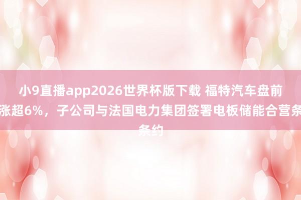 小9直播app2026世界杯版下载 福特汽车盘前大涨超6%，子公司与法国电力集团签署电板储能合营条约