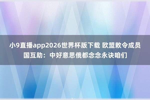小9直播app2026世界杯版下载 欧盟敕令成员国互助：中好意思俄都念念永诀咱们