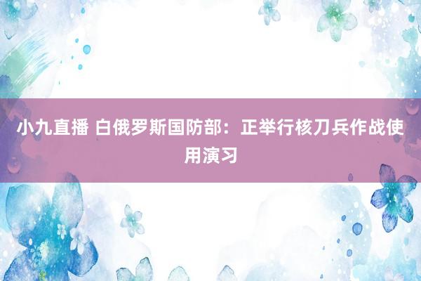 小九直播 白俄罗斯国防部：正举行核刀兵作战使用演习