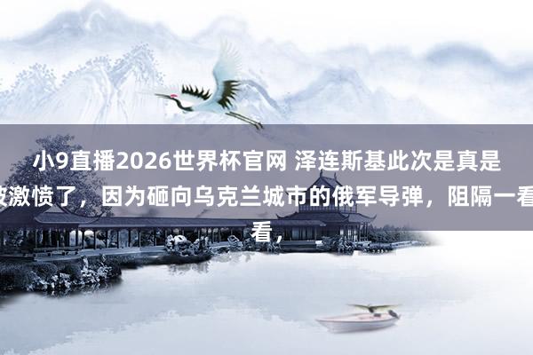 小9直播2026世界杯官网 泽连斯基此次是真是被激愤了，因为砸向乌克兰城市的俄军导弹，阻隔一看，