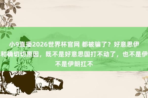 小9直播2026世界杯官网 都被骗了？好意思伊斯须媾和确切切原因，既不是好意思国打不动了，也不是伊朗扛不