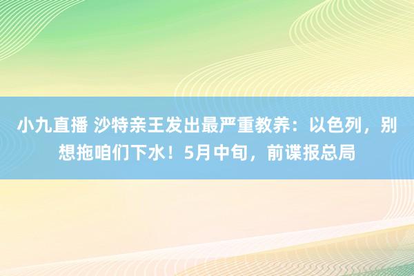 小九直播 沙特亲王发出最严重教养：以色列，别想拖咱们下水！5月中旬，前谍报总局