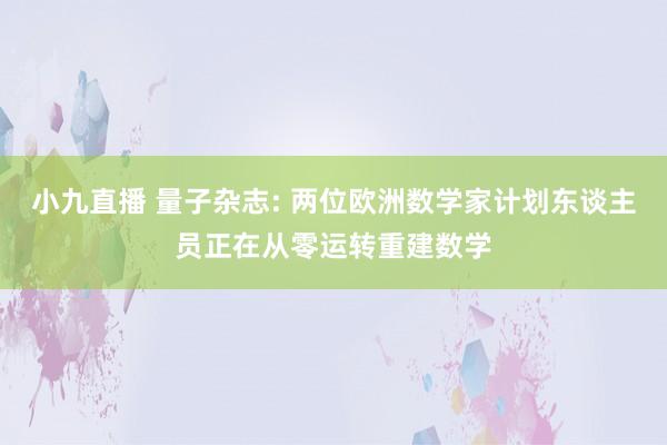 小九直播 量子杂志: 两位欧洲数学家计划东谈主员正在从零运转重建数学