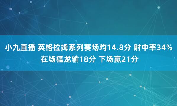 小九直播 英格拉姆系列赛场均14.8分 射中率34% 在场猛龙输18分 下场赢21分
