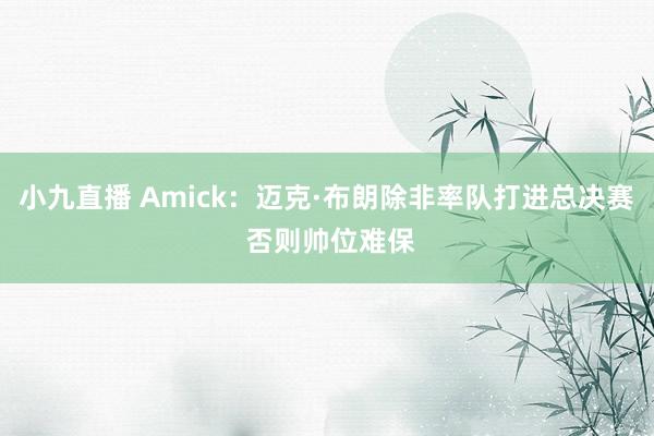 小九直播 Amick：迈克·布朗除非率队打进总决赛 否则帅位难保