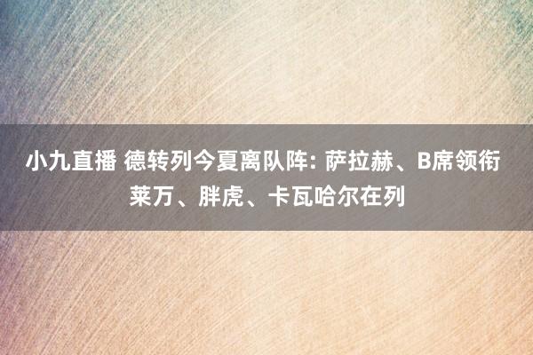 小九直播 德转列今夏离队阵: 萨拉赫、B席领衔 莱万、胖虎、卡瓦哈尔在列
