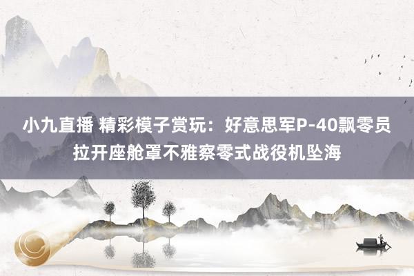 小九直播 精彩模子赏玩：好意思军P-40飘零员拉开座舱罩不雅察零式战役机坠海