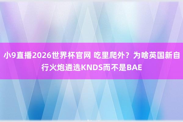 小9直播2026世界杯官网 吃里爬外？为啥英国新自行火炮遴选KNDS而不是BAE