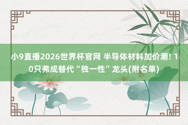 小9直播2026世界杯官网 半导体材料加价潮! 10只弗成替代“独一性”龙头(附名单)
