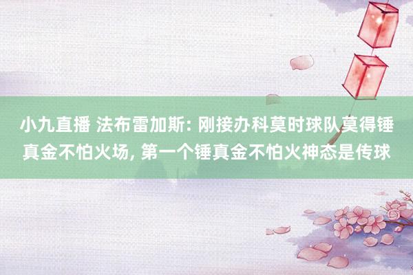 小九直播 法布雷加斯: 刚接办科莫时球队莫得锤真金不怕火场， 第一个锤真金不怕火神态是传球