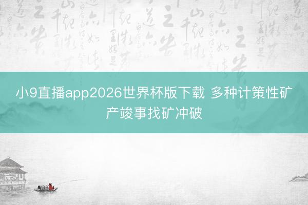 小9直播app2026世界杯版下载 多种计策性矿产竣事找矿冲破