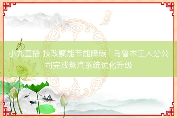 小九直播 技改赋能节能降碳 | 乌鲁木王人分公司完成蒸汽系统优化升级